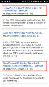 AMP in SEMRush